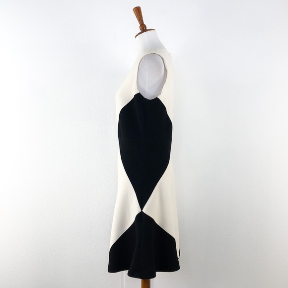 Raoul Black Ivory Wool Marcelle Flounce Dress - Picture 4 of 9